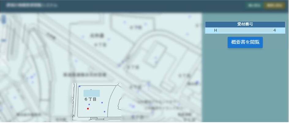 横浜市建築計画概要書等閲覧システム地図上のポイントから概要書を選択